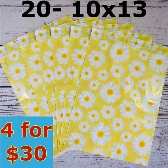 20- 10x13 DAISY Floral Design Poly Mailers - Picture 1 of 6
